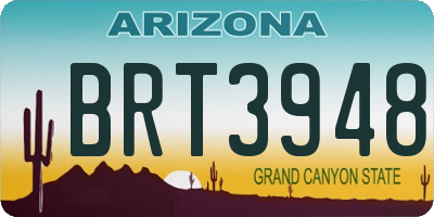 AZ license plate BRT3948