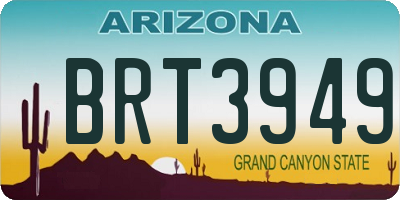 AZ license plate BRT3949