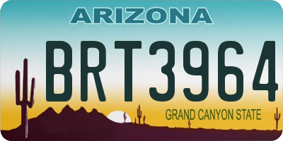 AZ license plate BRT3964