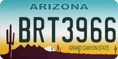 AZ license plate BRT3966