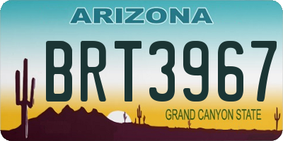 AZ license plate BRT3967