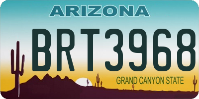 AZ license plate BRT3968
