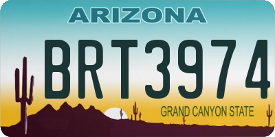 AZ license plate BRT3974