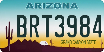 AZ license plate BRT3984