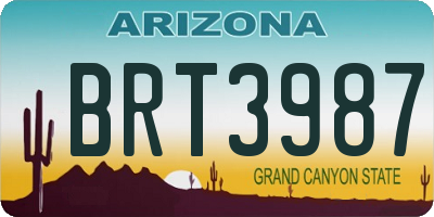 AZ license plate BRT3987