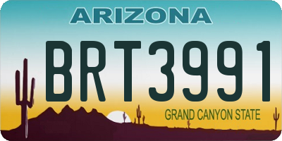 AZ license plate BRT3991