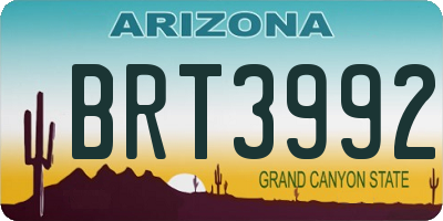 AZ license plate BRT3992