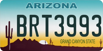 AZ license plate BRT3993
