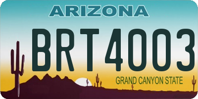 AZ license plate BRT4003