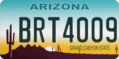 AZ license plate BRT4009