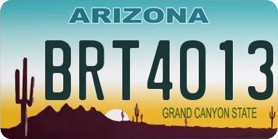 AZ license plate BRT4013