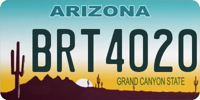 AZ license plate BRT4020