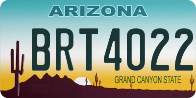 AZ license plate BRT4022