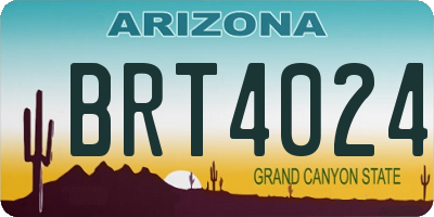 AZ license plate BRT4024
