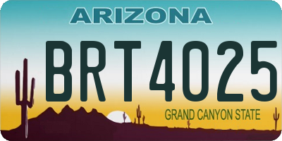 AZ license plate BRT4025