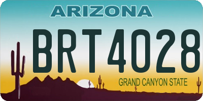 AZ license plate BRT4028