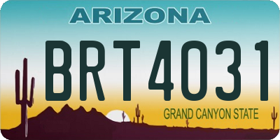 AZ license plate BRT4031