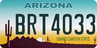 AZ license plate BRT4033