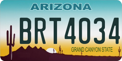 AZ license plate BRT4034