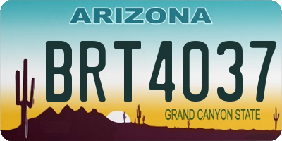 AZ license plate BRT4037