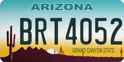 AZ license plate BRT4052