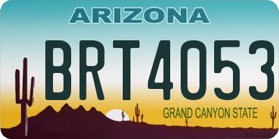 AZ license plate BRT4053