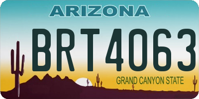 AZ license plate BRT4063