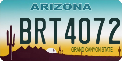 AZ license plate BRT4072
