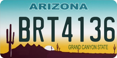 AZ license plate BRT4136
