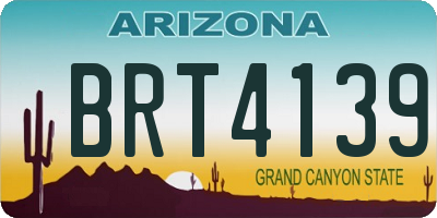 AZ license plate BRT4139