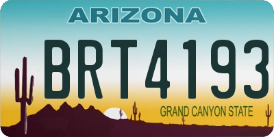 AZ license plate BRT4193
