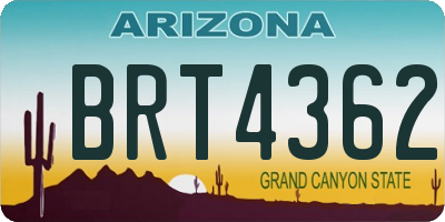 AZ license plate BRT4362