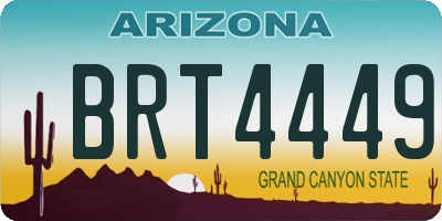 AZ license plate BRT4449
