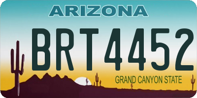 AZ license plate BRT4452