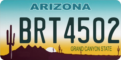 AZ license plate BRT4502