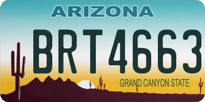 AZ license plate BRT4663