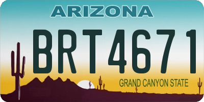 AZ license plate BRT4671