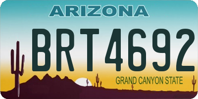 AZ license plate BRT4692