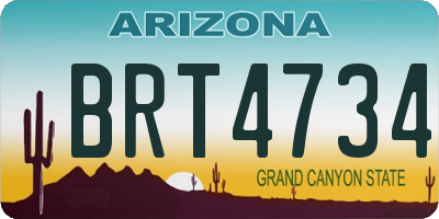 AZ license plate BRT4734
