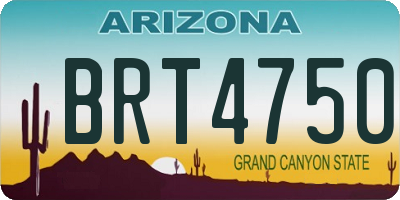 AZ license plate BRT4750