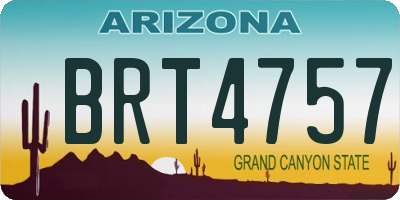 AZ license plate BRT4757