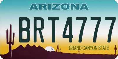 AZ license plate BRT4777