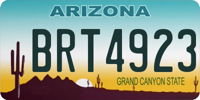 AZ license plate BRT4923