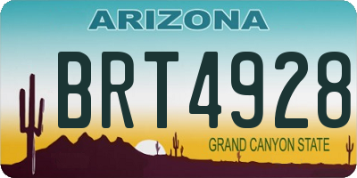 AZ license plate BRT4928