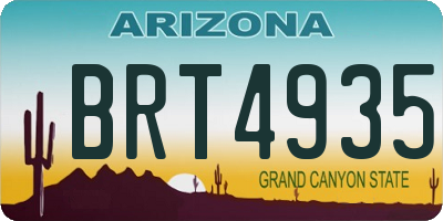 AZ license plate BRT4935