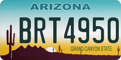 AZ license plate BRT4950
