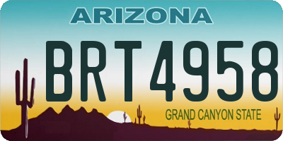 AZ license plate BRT4958