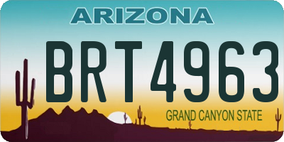 AZ license plate BRT4963