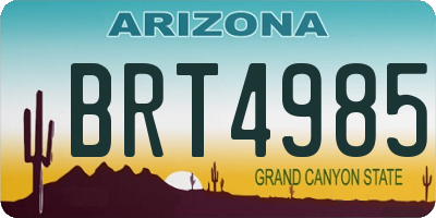 AZ license plate BRT4985