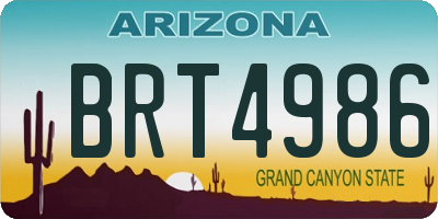 AZ license plate BRT4986